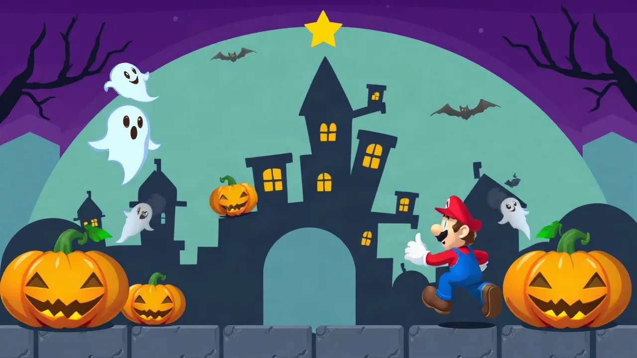 Spooky Platforming Fun in the super mario halloween game image