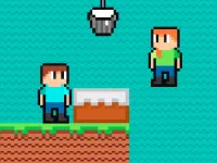 Brothers are making a cake image